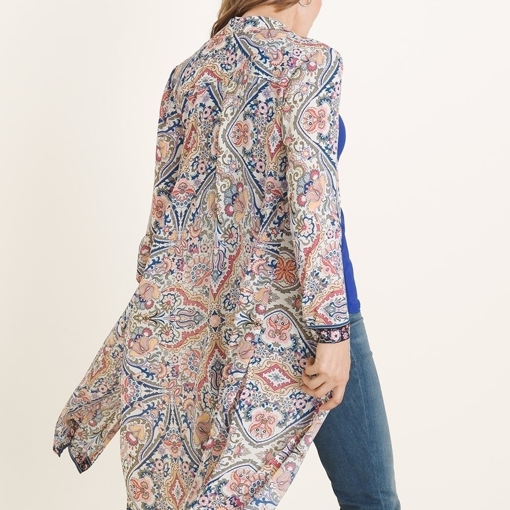 Chico's Floral Paisley Long Cardigan and Tank Set Chico's Size 4 - Picture 3 of 13